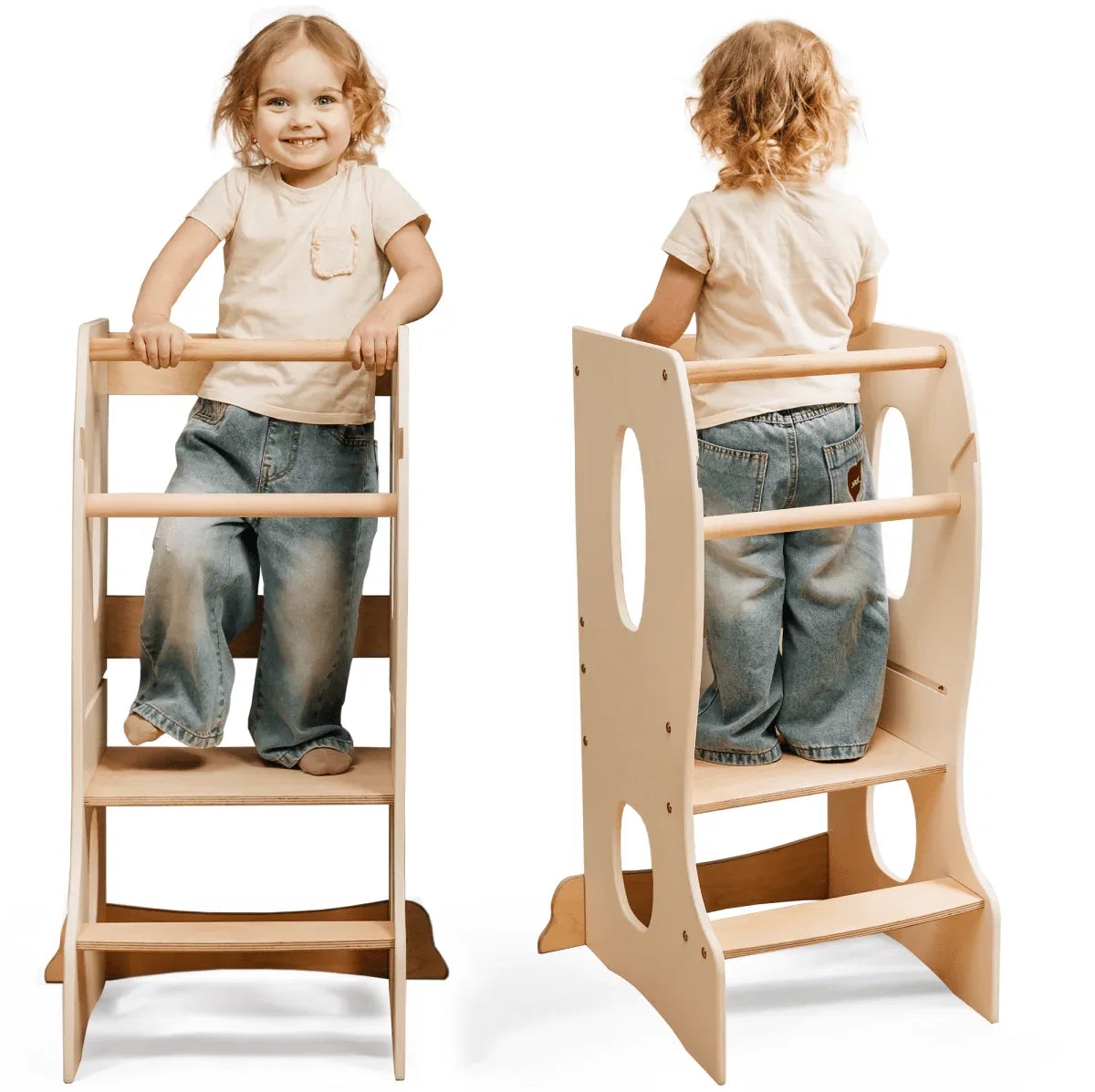 Stable Montessori Tower: Wooden Growing Chair - Ivory - ToylandEU