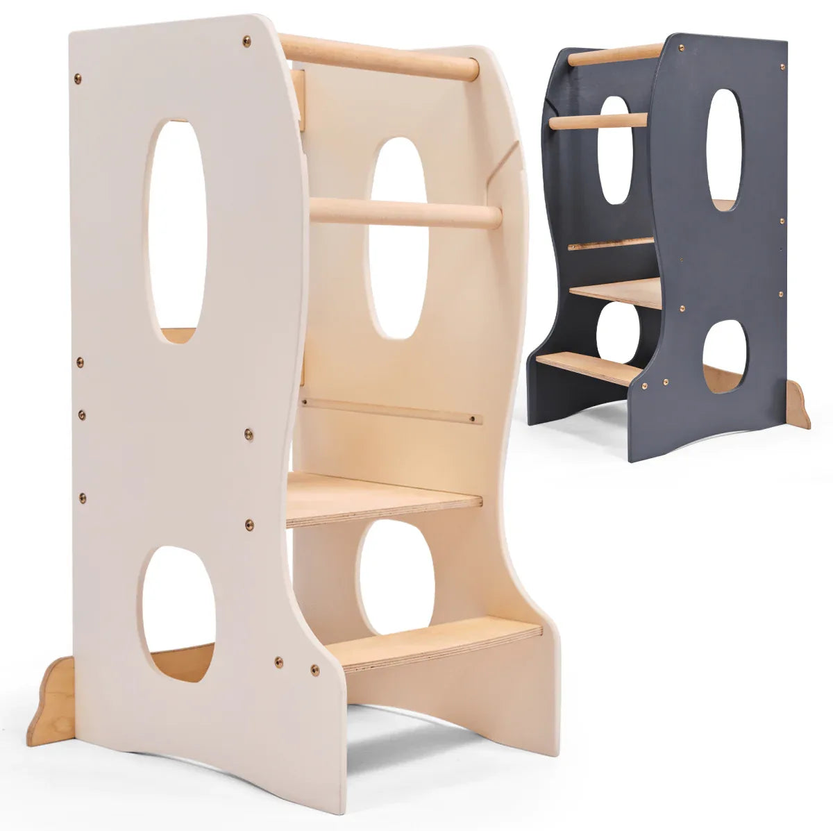 Stable Montessori Tower: Wooden Growing Chair - Ivory - ToylandEU