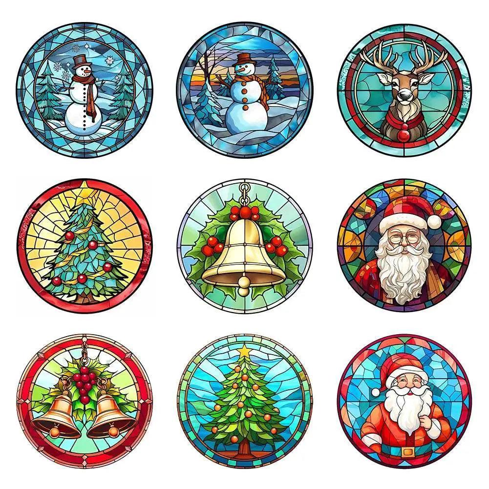  Stained Glass Santa Claus Cross Stitch Kits for Christmas Home Decoration – Embroidery Set on Printed Canvas -  ToylandEU™