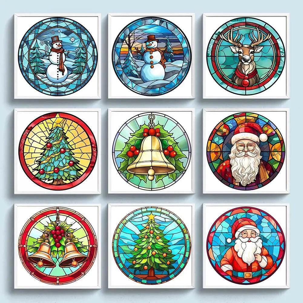  Stained Glass Santa Claus Cross Stitch Kits for Christmas Home Decoration – Embroidery Set on Printed Canvas -  ToylandEU™