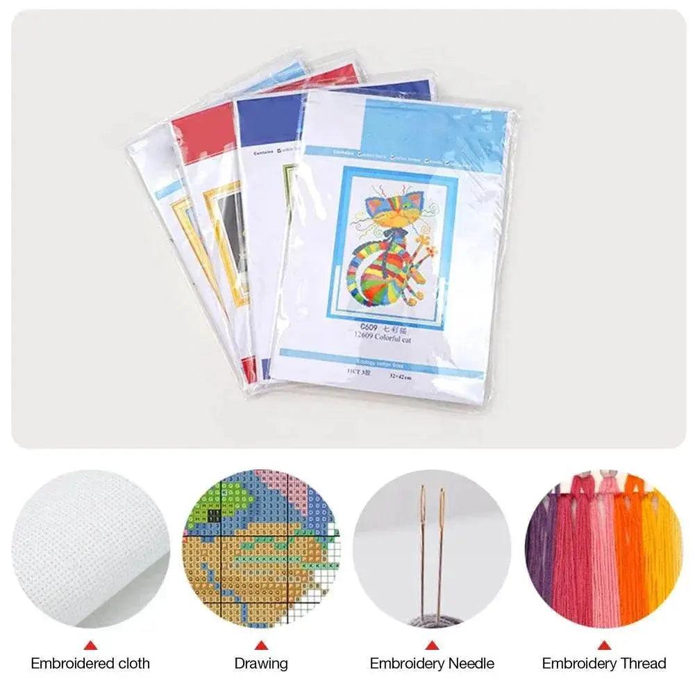  Stained Glass Santa Claus Cross Stitch Kits for Christmas Home Decoration – Embroidery Set on Printed Canvas -  ToylandEU™