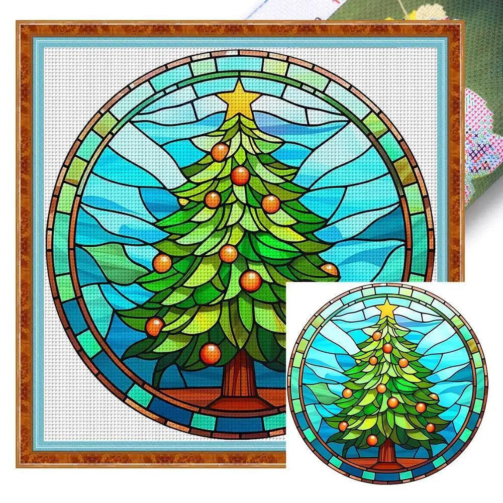  Stained Glass Santa Claus Cross Stitch Kits for Christmas Home Decoration – Embroidery Set on Printed Canvas -  ToylandEU™