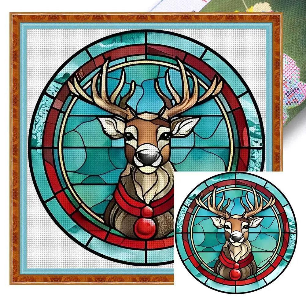  Stained Glass Santa Claus Cross Stitch Kits for Christmas Home Decoration – Embroidery Set on Printed Canvas -  ToylandEU™