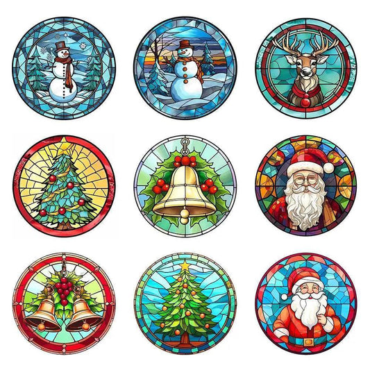  Stained Glass Santa Claus Cross Stitch Kits for Christmas Home Decoration – Embroidery Set on Printed Canvas -  ToylandEU™