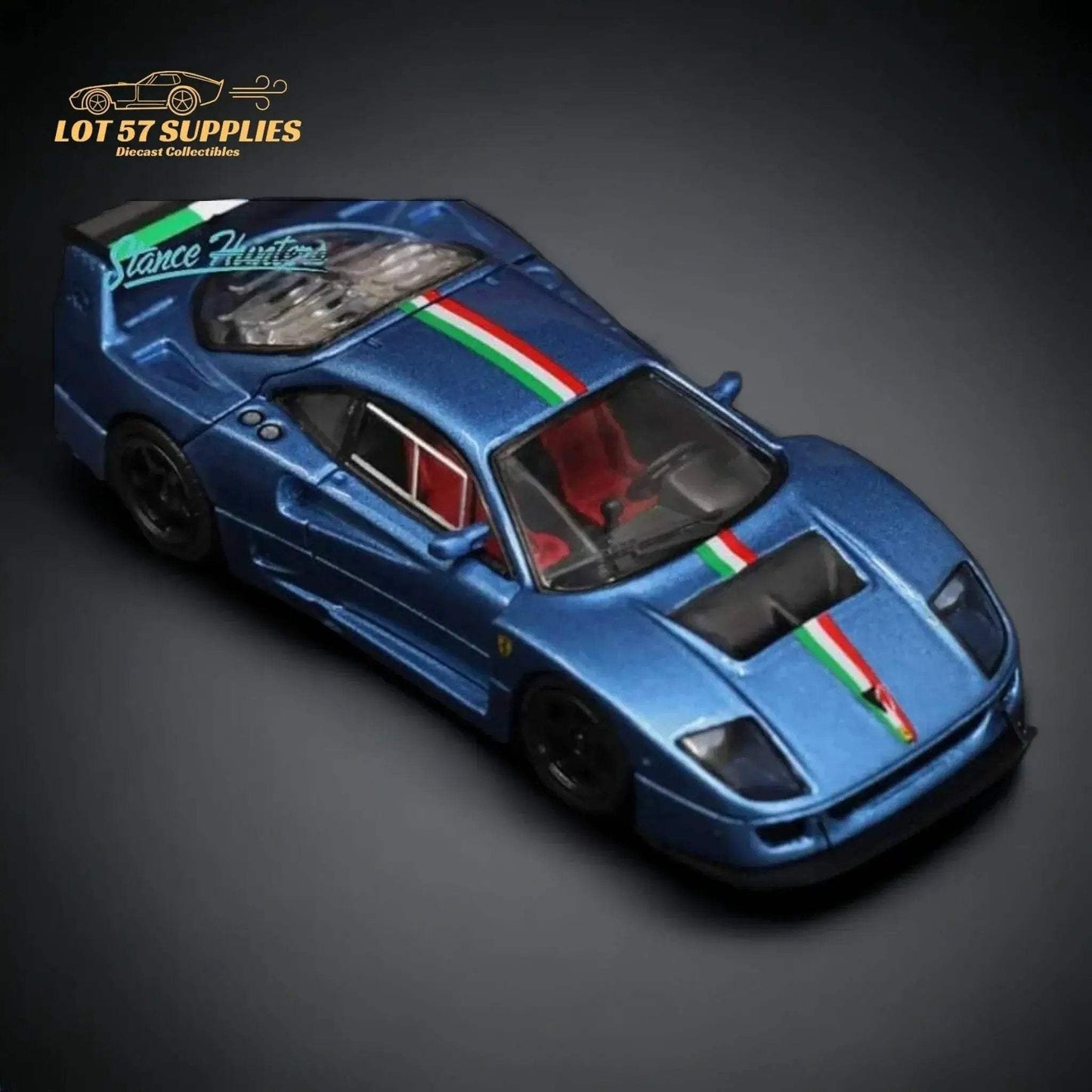 Stance Hunters Ferrari F40 LM Italian Stripe Blue 1:64 - ToylandEU
