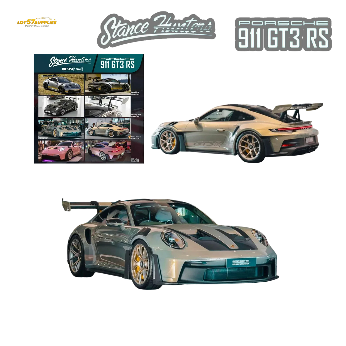 Stance Hunters Porsche 911 GT3 RS Diecast Model Urban Bamboo - ToylandEU
