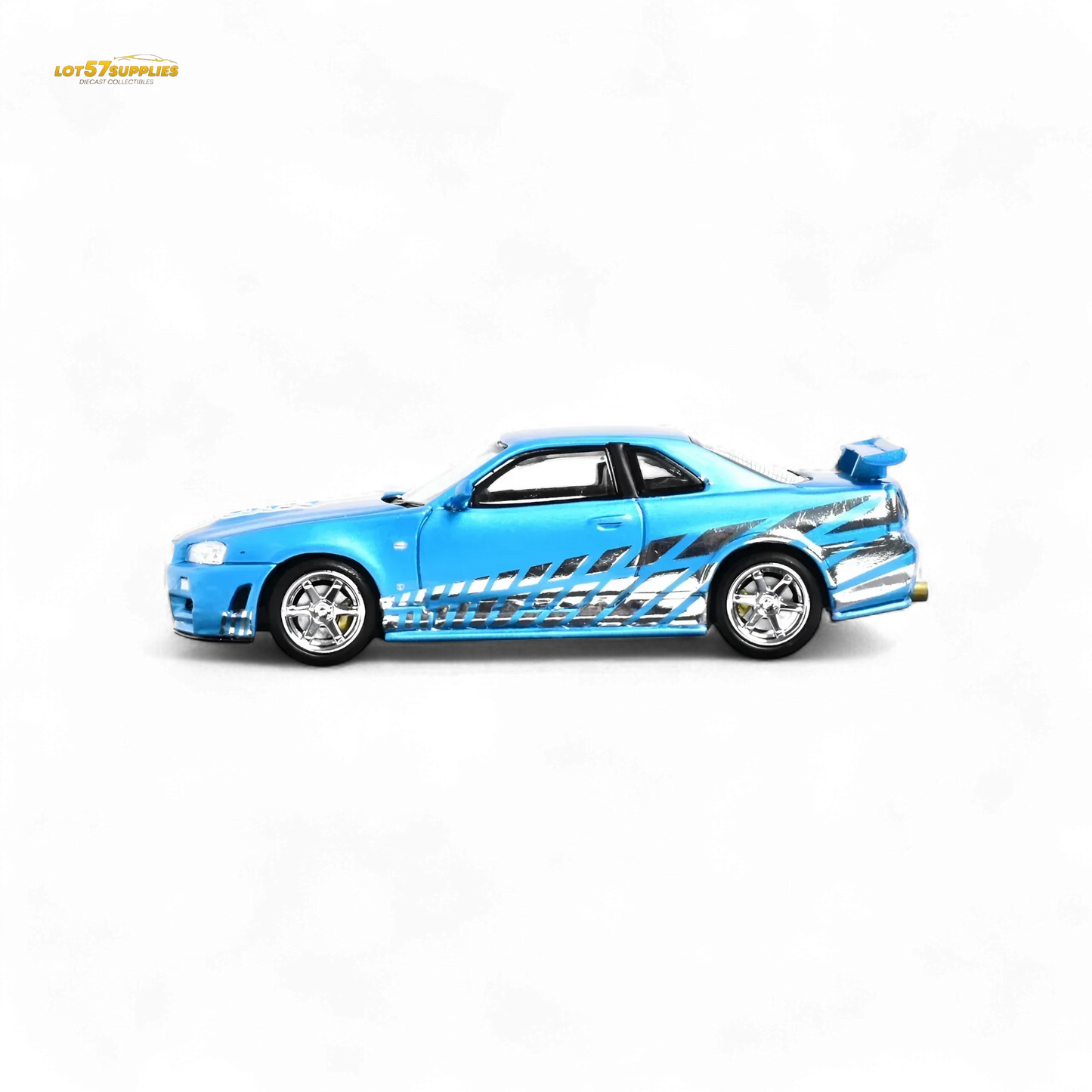 Stance Hunters Skyline GT-R R34 Z-Tune Guru Chrome Blue 888pcs 1:64 - ToylandEU