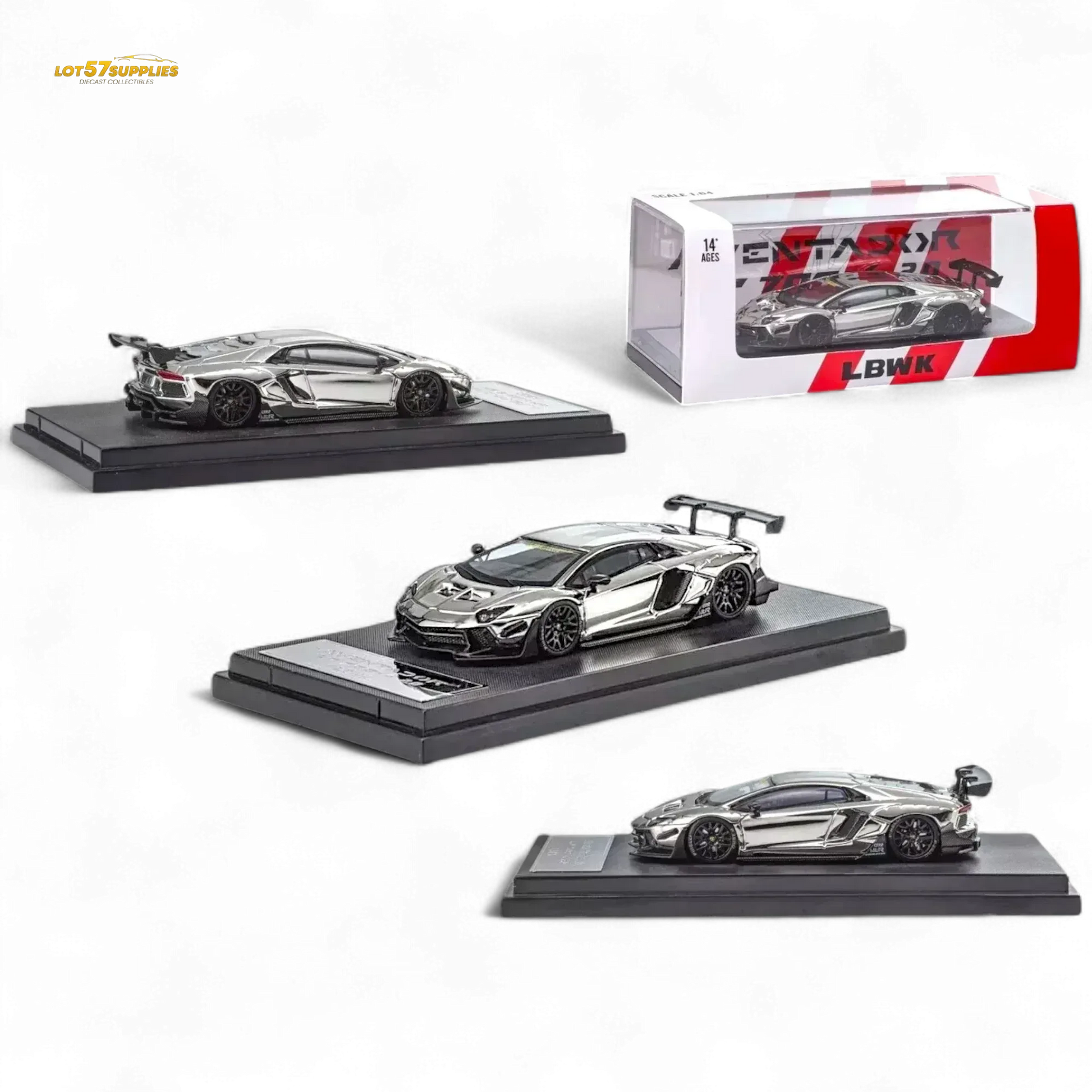 Star Model 1:64 Aventador LBWK LP700-4 Chrome Silver 1:64 - ToylandEU