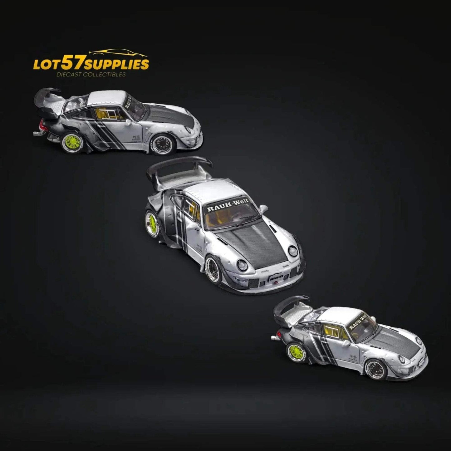 Star Model Porsche RWB 993 GT Wing Cyberpunk Silver Livery Ordinary 1:64 - ToylandEU