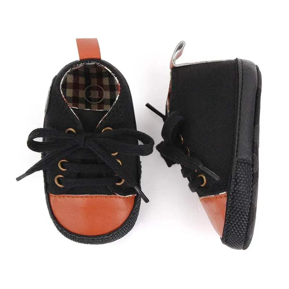 Star Print Canvas Baby Sneakers First Walkers Anti Slip Shoes - ToylandEU