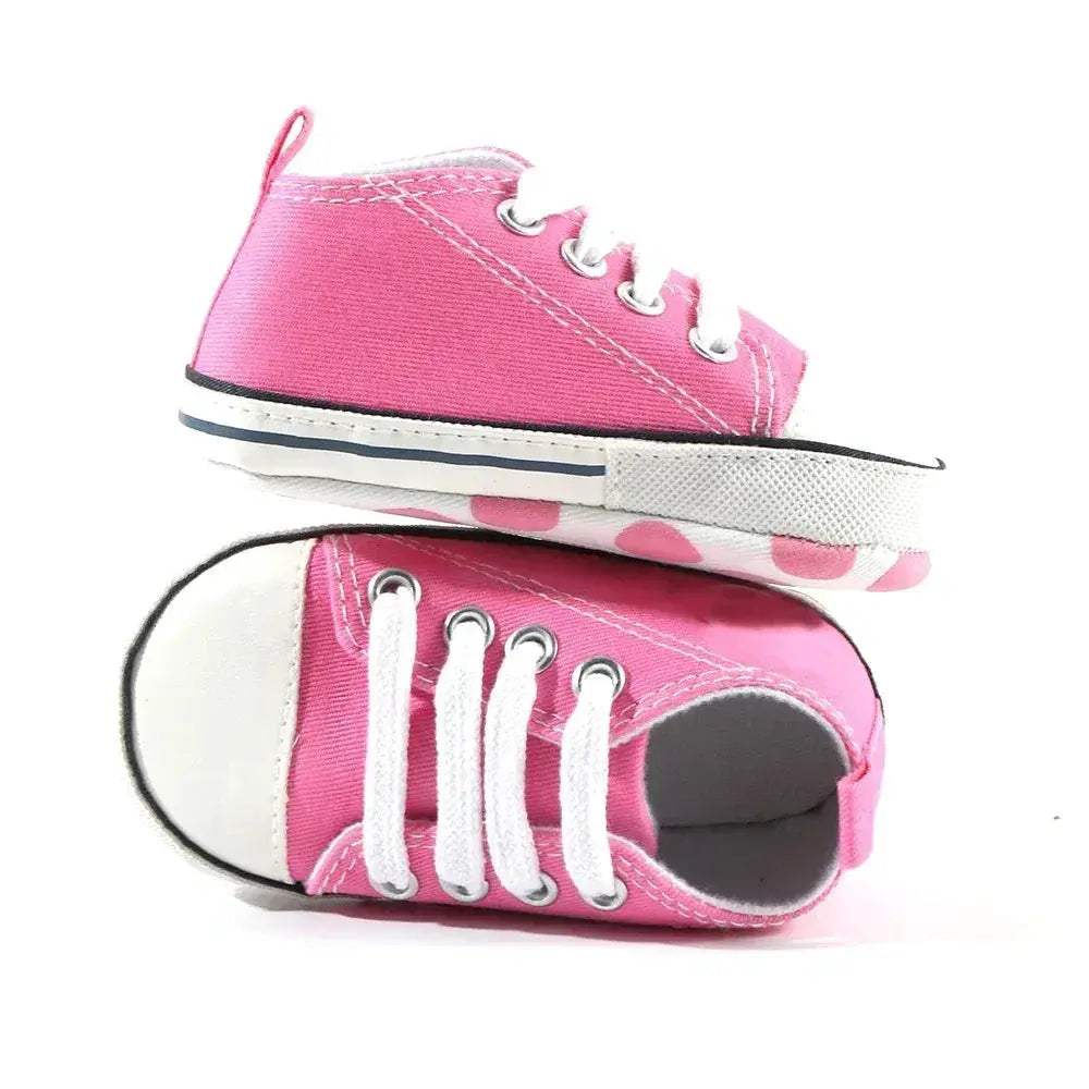 Star Print Canvas Baby Sneakers First Walkers Anti Slip Shoes - ToylandEU