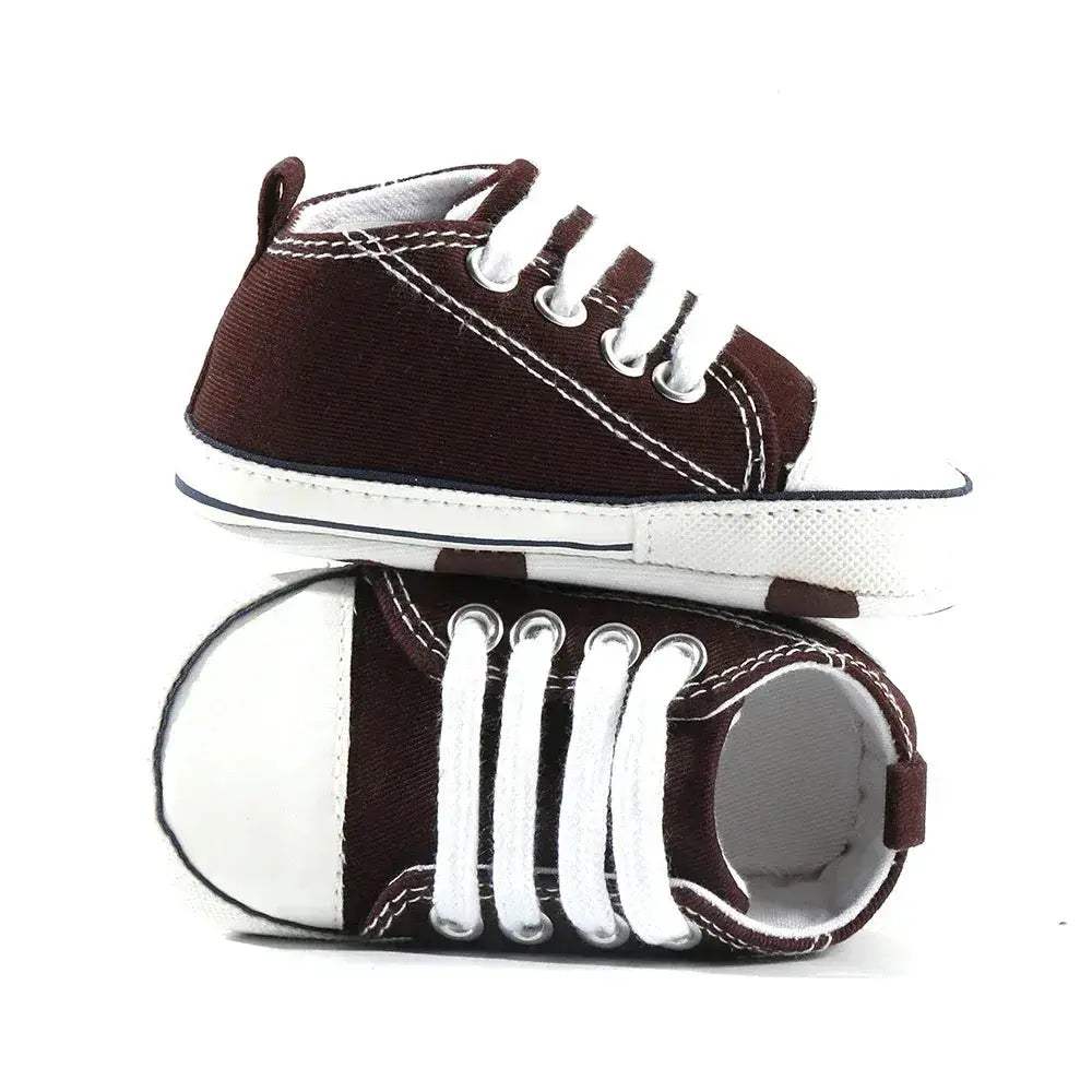 Star Print Canvas Baby Sneakers First Walkers Anti Slip Shoes - ToylandEU