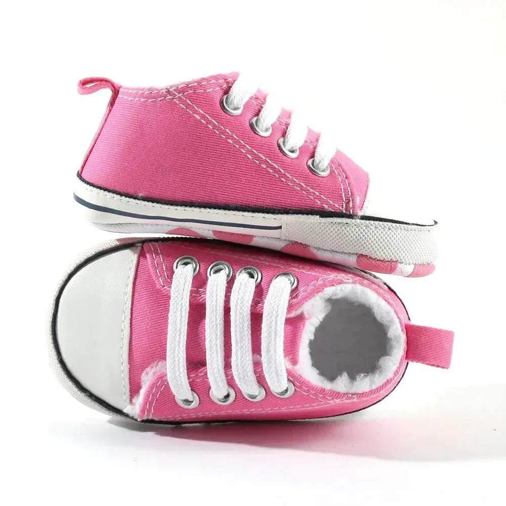 Star Print Canvas Baby Sneakers First Walkers Anti Slip Shoes - ToylandEU