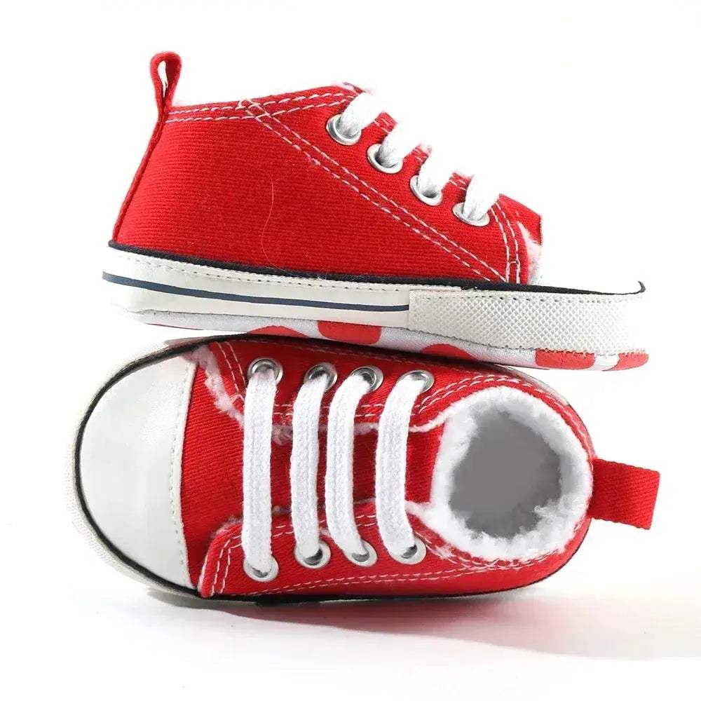 Star Print Canvas Baby Sneakers First Walkers Anti Slip Shoes - ToylandEU