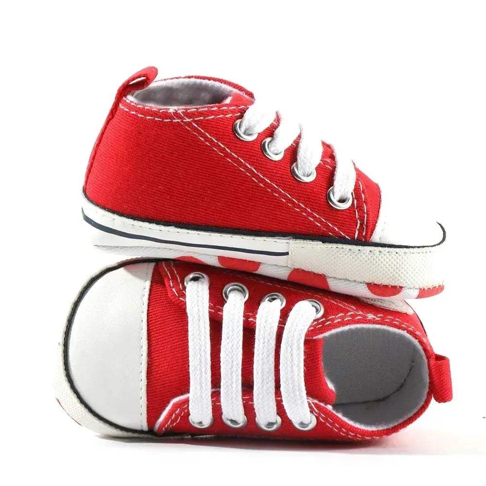 Star Print Canvas Baby Sneakers First Walkers Anti Slip Shoes - ToylandEU