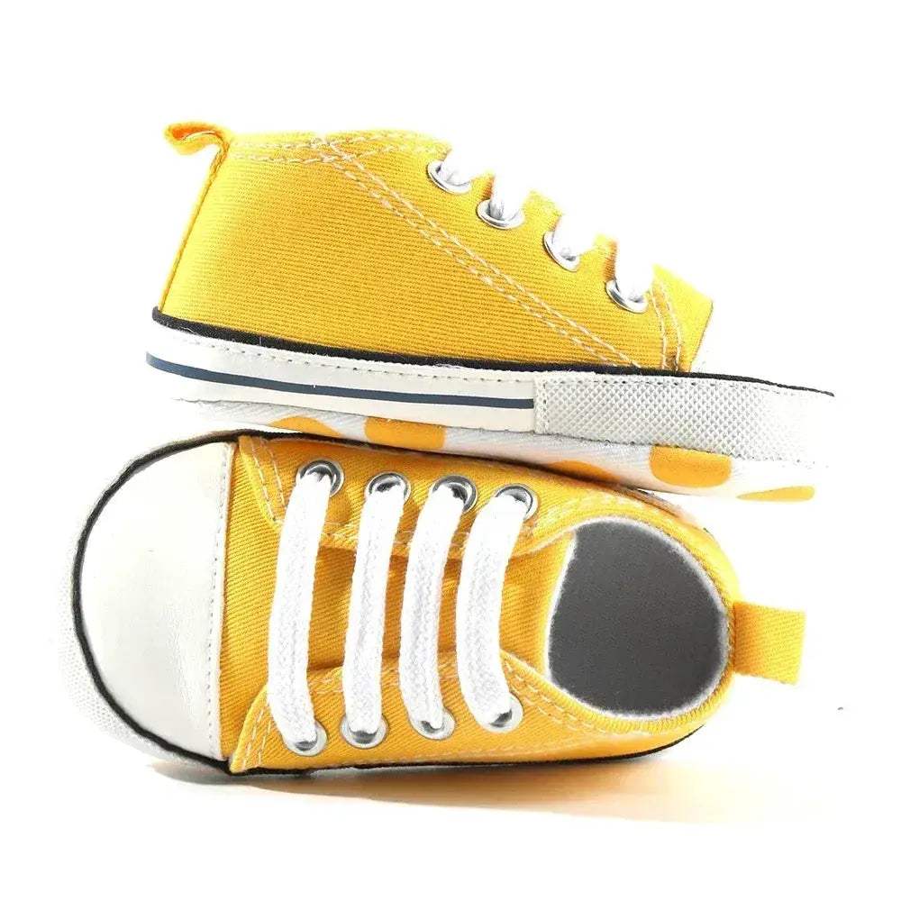 Star Print Canvas Baby Sneakers First Walkers Anti Slip Shoes - ToylandEU