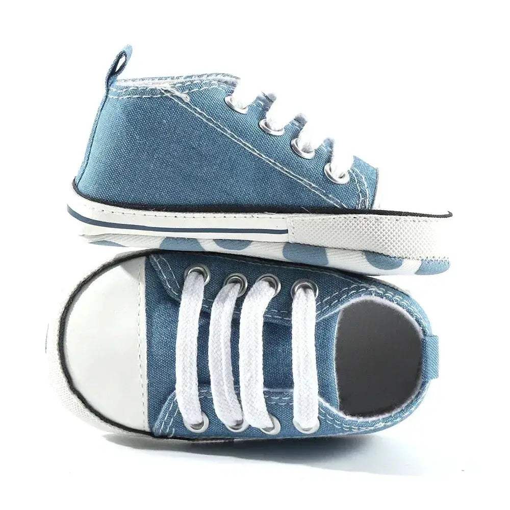 Star Print Canvas Baby Sneakers First Walkers Anti Slip Shoes - ToylandEU