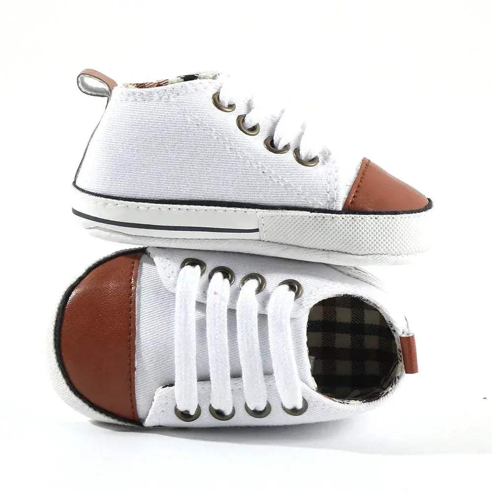 Star Print Canvas Baby Sneakers First Walkers Anti Slip Shoes - ToylandEU