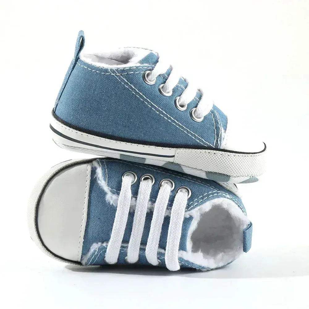 Star Print Canvas Baby Sneakers First Walkers Anti Slip Shoes - ToylandEU