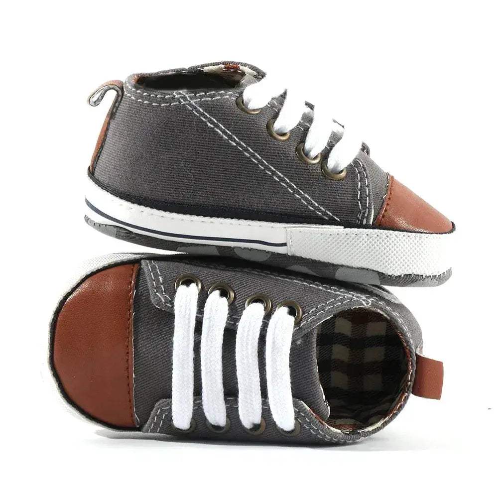 Star Print Canvas Baby Sneakers First Walkers Anti Slip Shoes - ToylandEU
