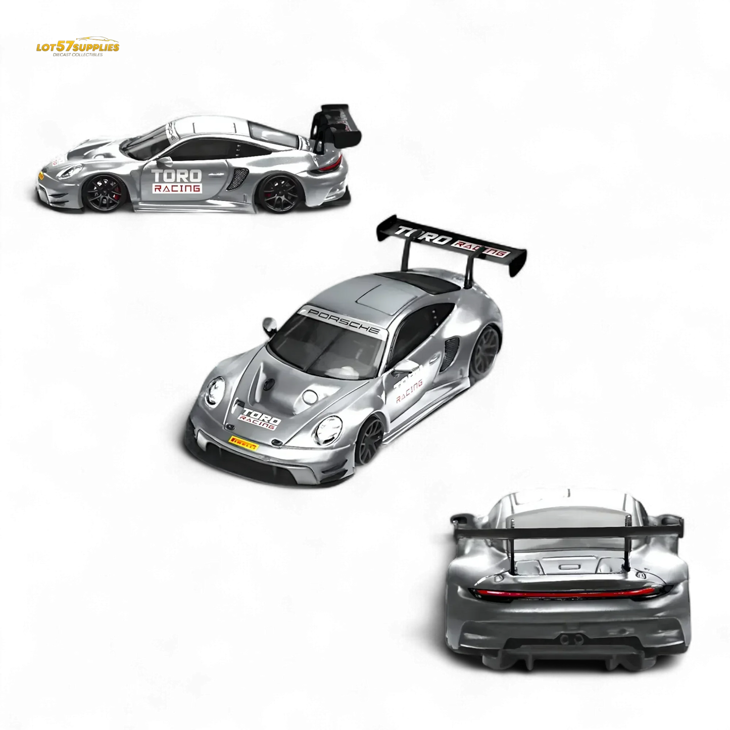 STAR RACE Porsche 911 GT3 Matte Silver Racing 1:64 - ToylandEU