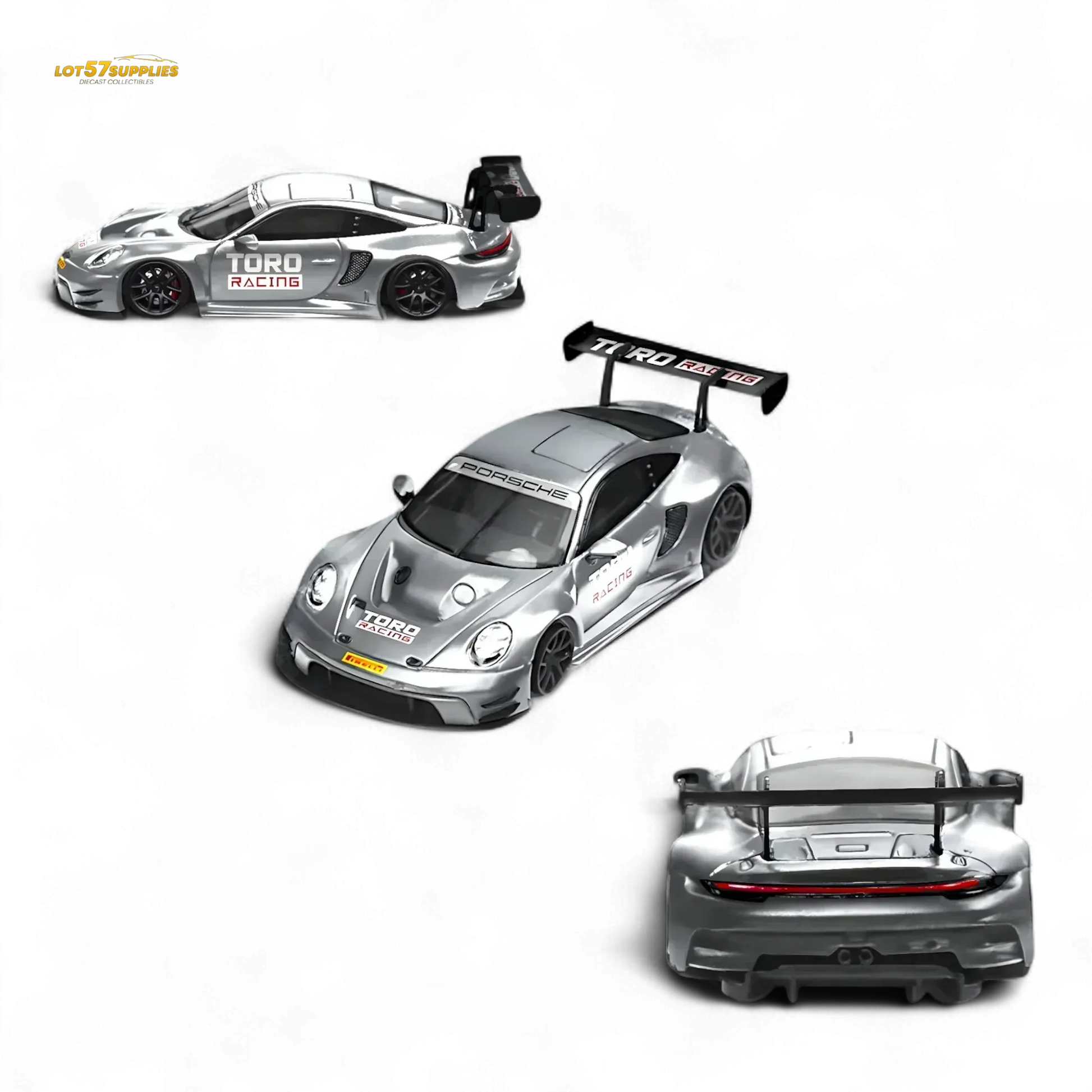 STAR RACE Porsche 911 GT3 Matte Silver Racing 1:64 - ToylandEU