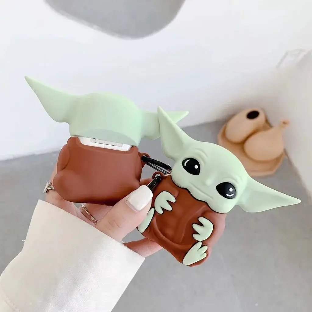 Star Wars Airpod Case Mandalorian Baby Yoda Grogu Silicon bumper keychain - Minifigure Toys