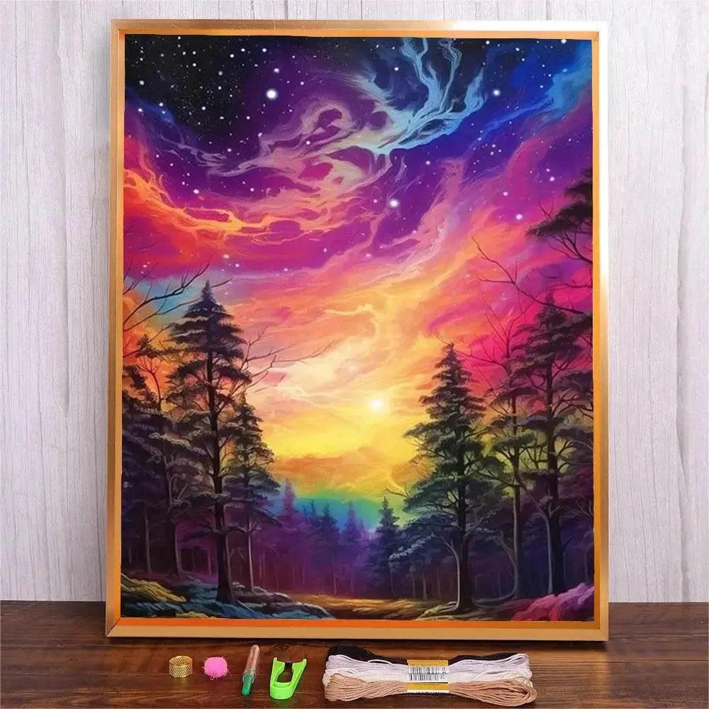  Starry Night Aurora Cross Stitch Kit - 14ct/11ct Counted Embroidery Set with Threads for Handmade Crafts and Gifts -  ToylandEU™