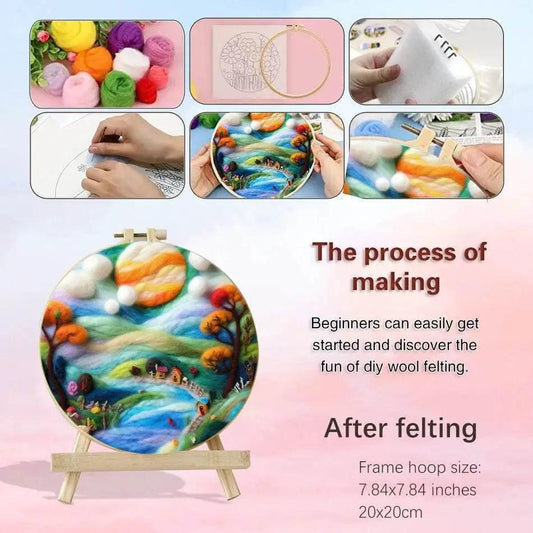  Starry Sky Landscape Needle Felting Painting Kit Adult DIY Wool Needle Felting Starter Kit Mountain Scenery Craft Painting Gift -  ToylandEU™