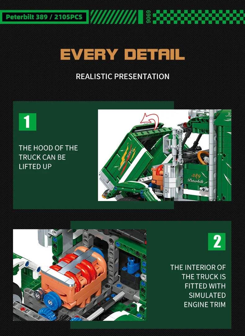 Static Version DIY Trailer Truck Model Building Block Toy - ToylandEU