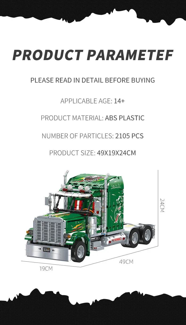 Static Version DIY Trailer Truck Model Building Block Toy - ToylandEU