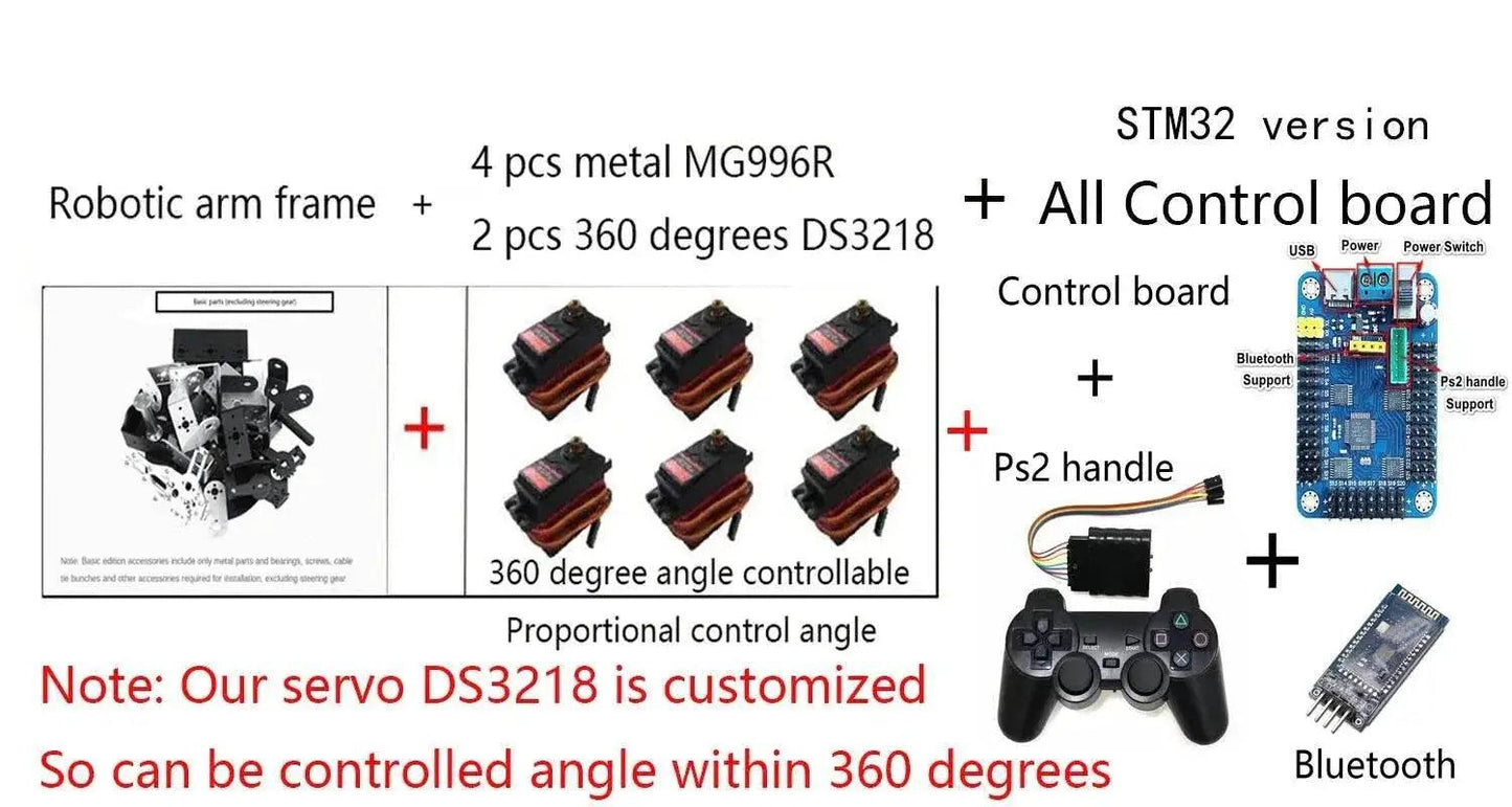  Steam DIY 6 DOF Robot Arm Claw Kit with Wireless PS2 Control -  -  ToylandEU™