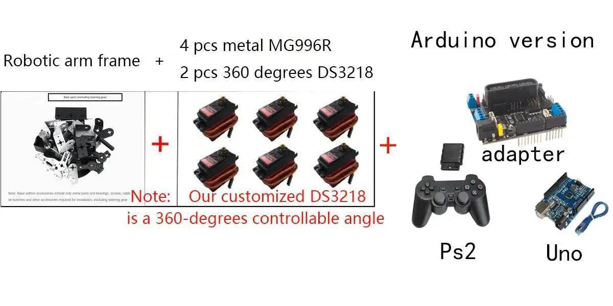  Steam DIY 6 DOF Robot Arm Claw Kit with Wireless PS2 Control -  -  ToylandEU™