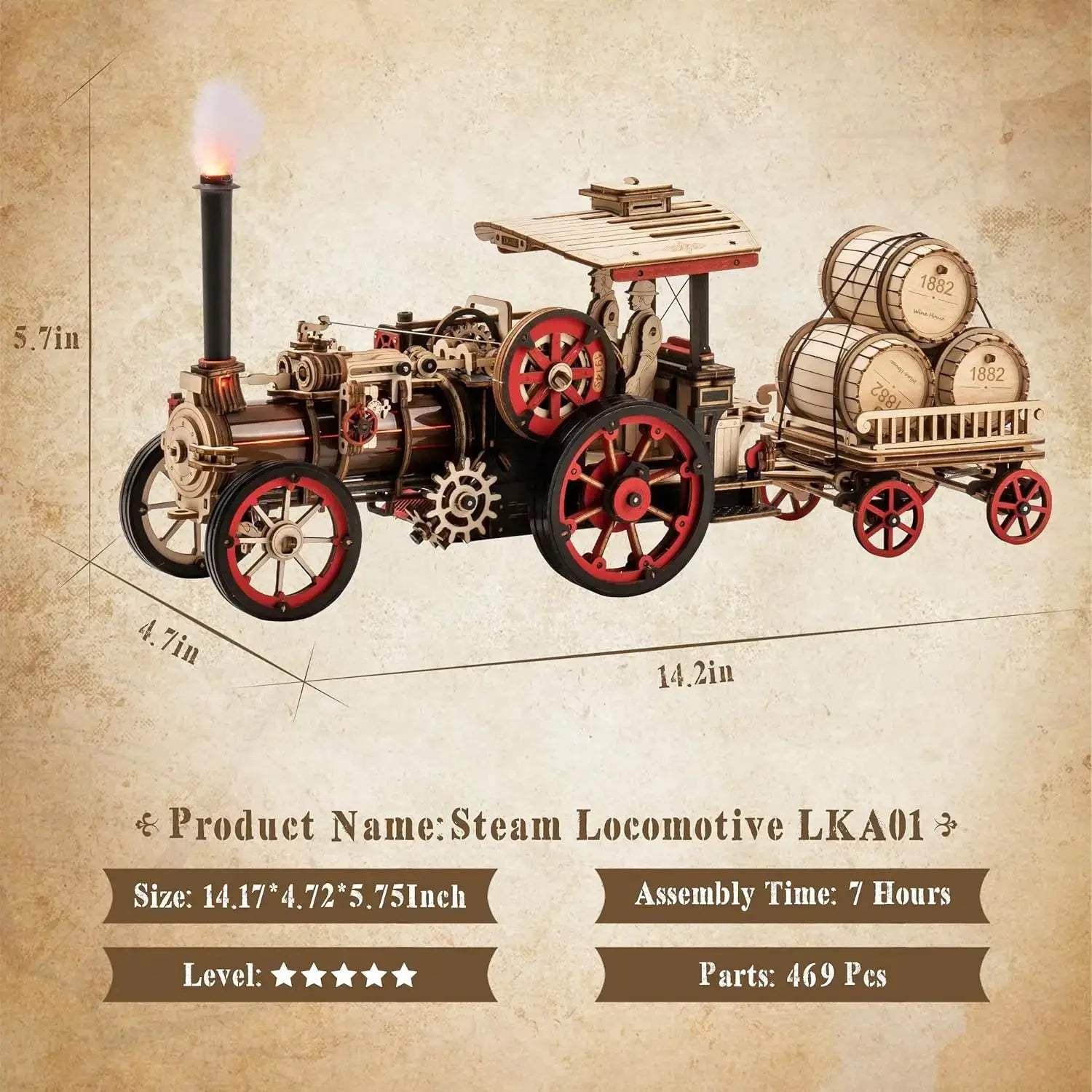 Steam Locomotive Wooden Model Kit For Educational STEM Fun -  ToylandEU™
