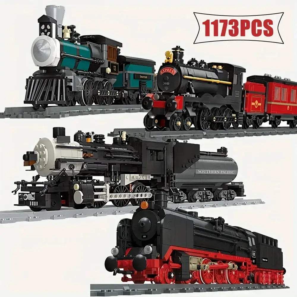 Steam Train Building Blocks Railway Set for Kids Christmas Gift - ToylandEU