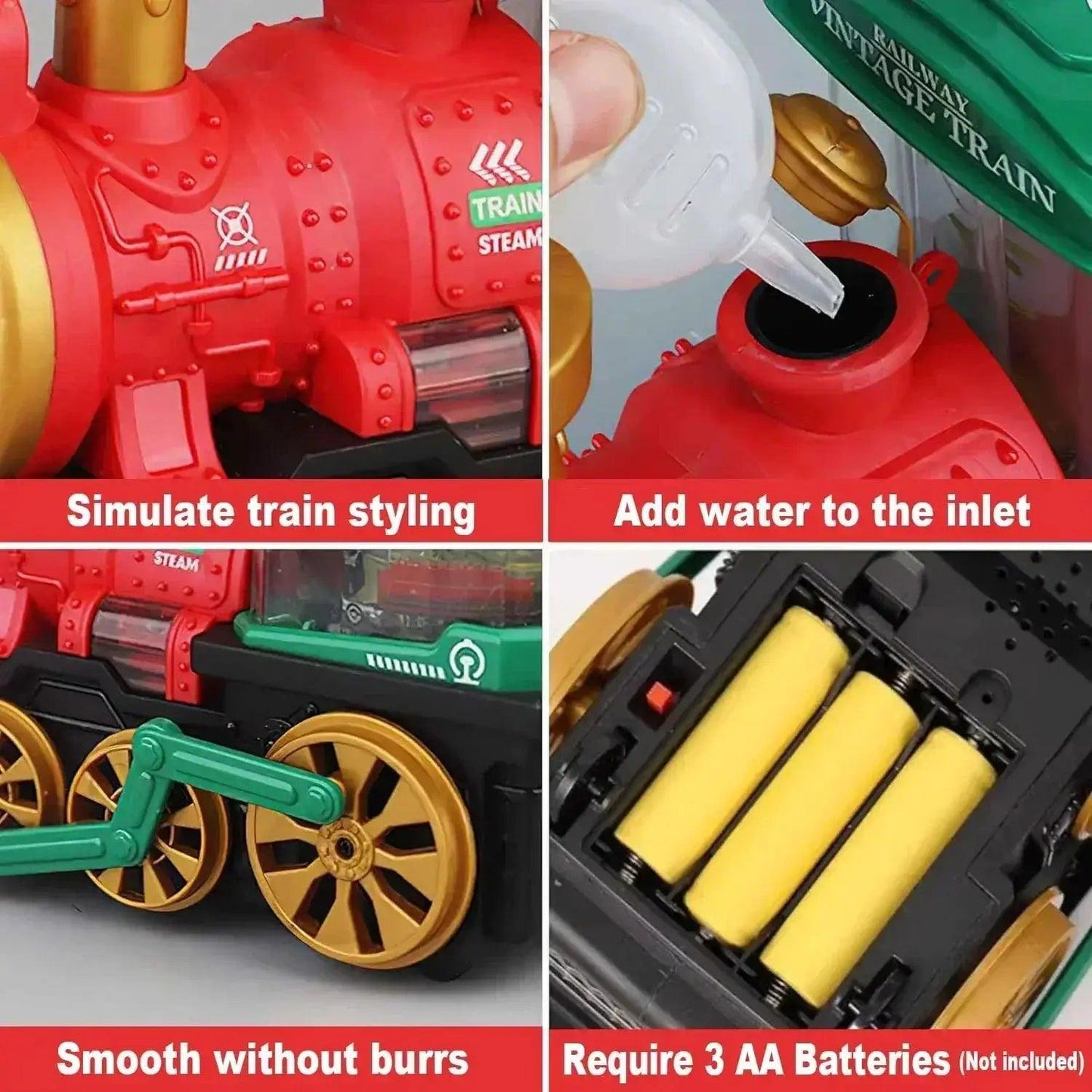  Vintage Steam Train Toy With Smoke Lights And Sound -  ToylandEU™
