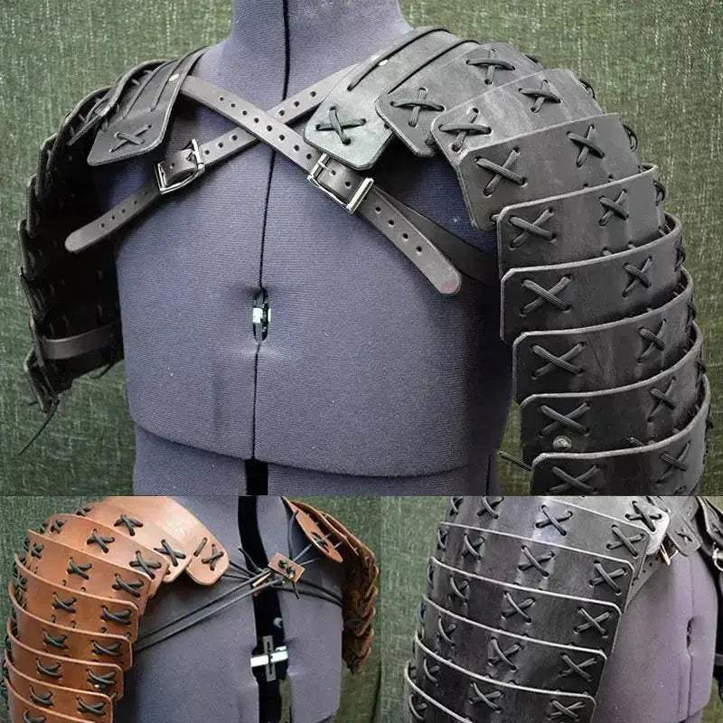 Steampunk Shoulder Armor Pauldrons With Faux Leather - ToylandEU