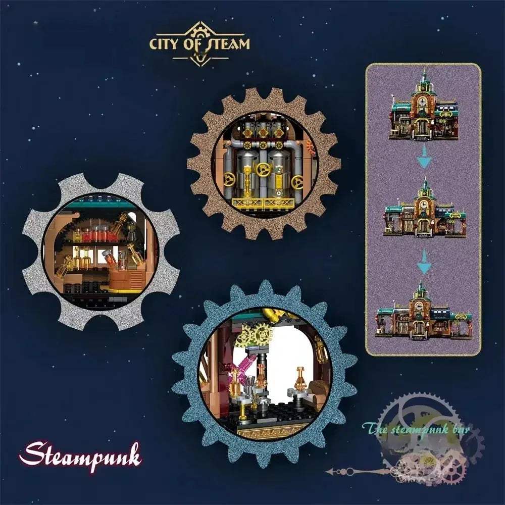 Steampunk Street View Architecture Building Blocks Set Lego Compatible - ToylandEU