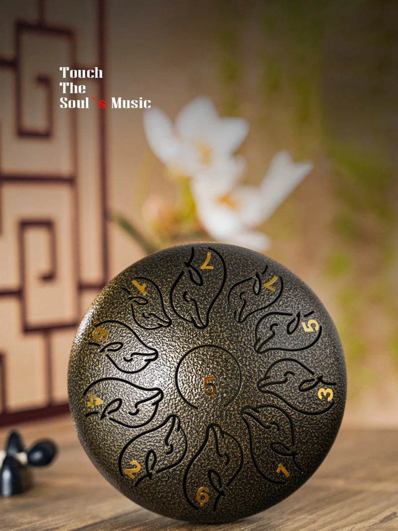 Steel Tongue Drum 6 Inch 11 Tone Handpan Ethereal Drum Portable Mini Music Drum for Children Yoga Meditation - ToylandEU
