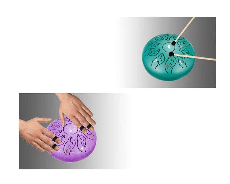 Steel Tongue Drum 6 Inch 11 Tone Handpan Ethereal Drum Portable Mini Music Drum for Children Yoga Meditation - ToylandEU