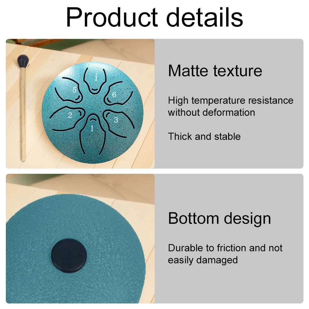 Steel Tongue Drum Portable Rain Drum Hand Pan Drum 3 Inch 6 Notes Percussion Musical Instrument for Yoga Meditation Toy - ToylandEU