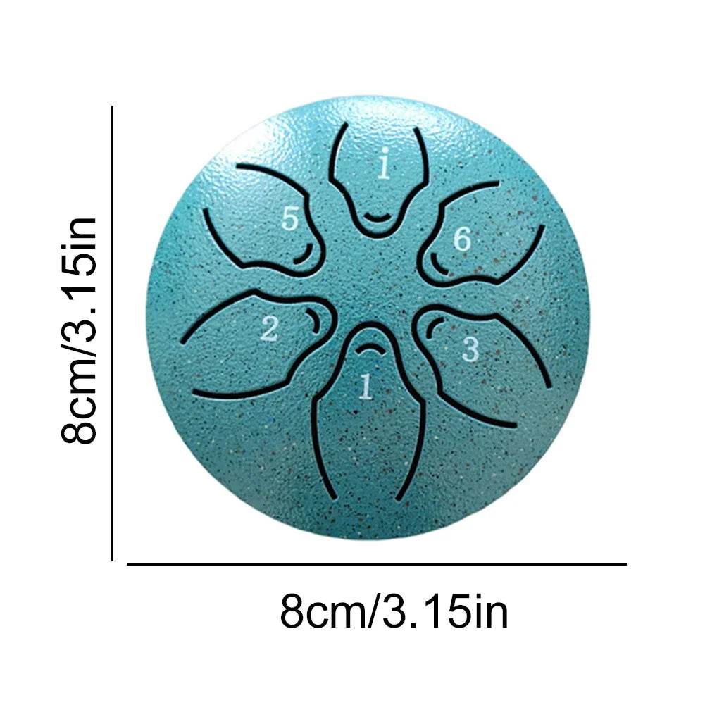 Steel Tongue Drum Portable Rain Drum Hand Pan Drum 3 Inch 6 Notes Percussion Musical Instrument for Yoga Meditation Toy - ToylandEU