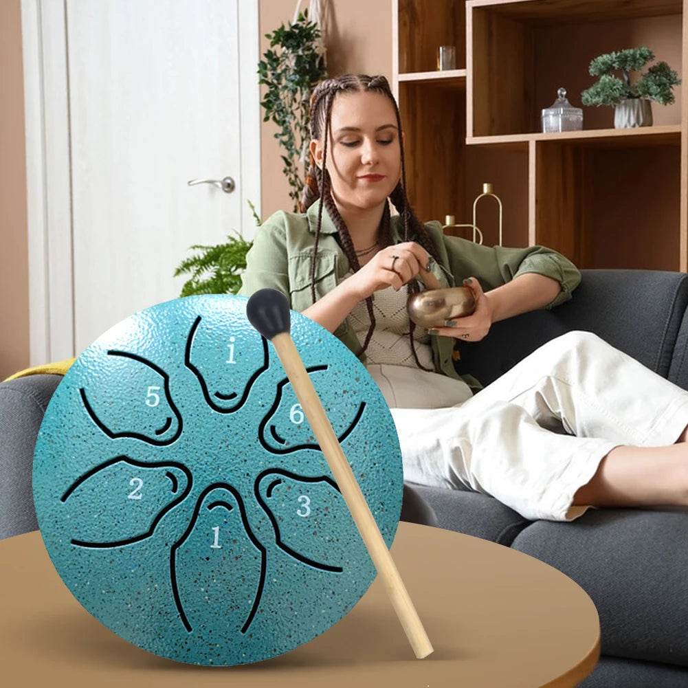 Steel Tongue Drum Portable Rain Drum Hand Pan Drum 3 Inch 6 Notes Percussion Musical Instrument for Yoga Meditation Toy - ToylandEU