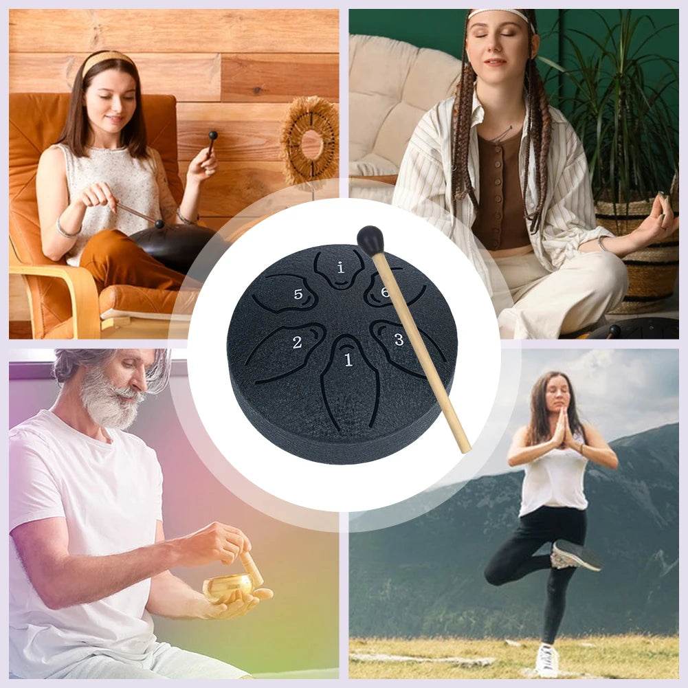 Steel Tongue Drum Portable Rain Drum Hand Pan Drum 3 Inch 6 Notes Percussion Musical Instrument for Yoga Meditation Toy - ToylandEU