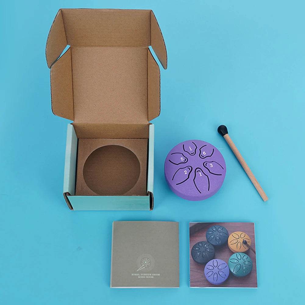 Steel Tongue Drum Portable Rain Drum Hand Pan Drum 3 Inch 6 Notes Percussion Musical Instrument for Yoga Meditation Toy - ToylandEU