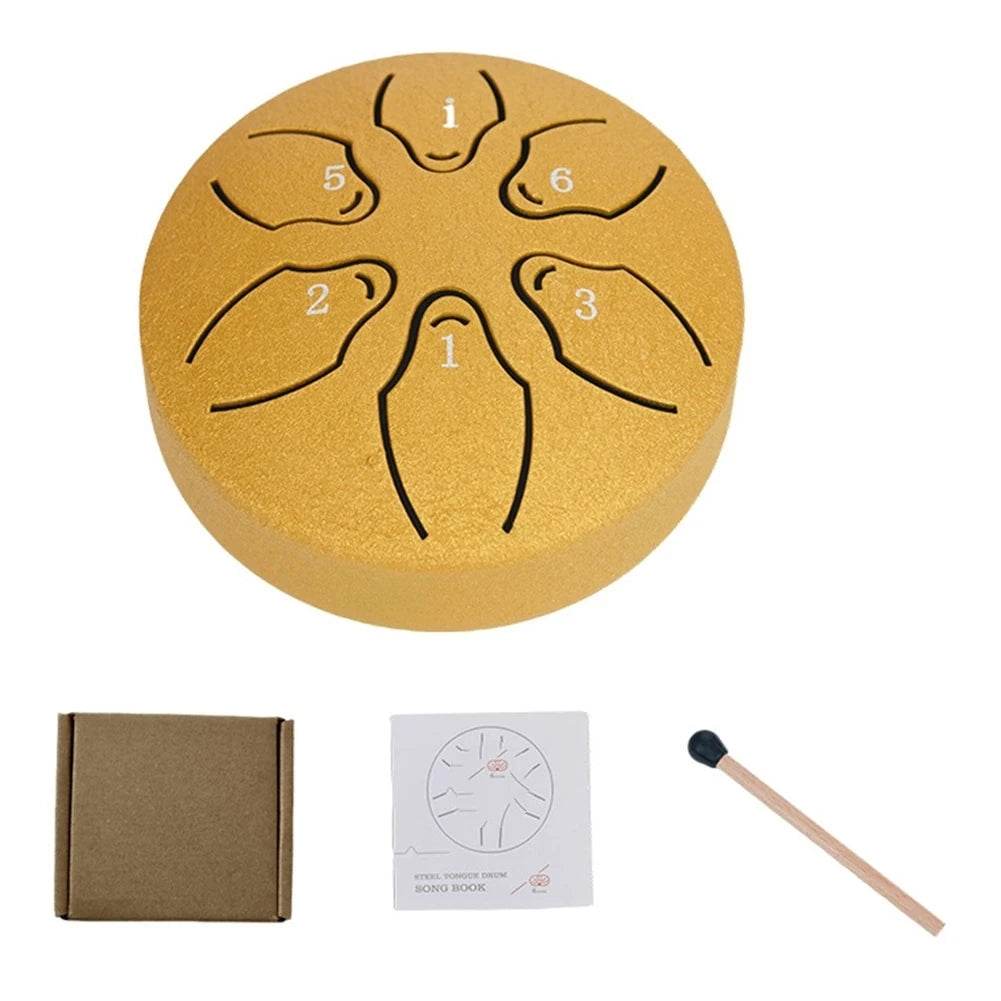 Steel Tongue Drum Portable Rain Drum Hand Pan Drum 3 Inch 6 Notes Percussion Musical Instrument for Yoga Meditation Toy - ToylandEU