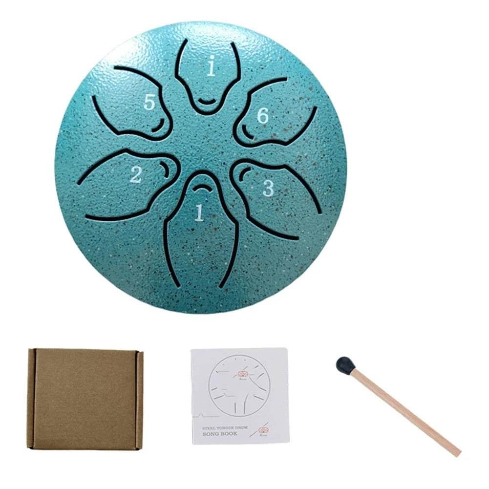 Steel Tongue Drum Portable Rain Drum Hand Pan Drum 3 Inch 6 Notes Percussion Musical Instrument for Yoga Meditation Toy - ToylandEU
