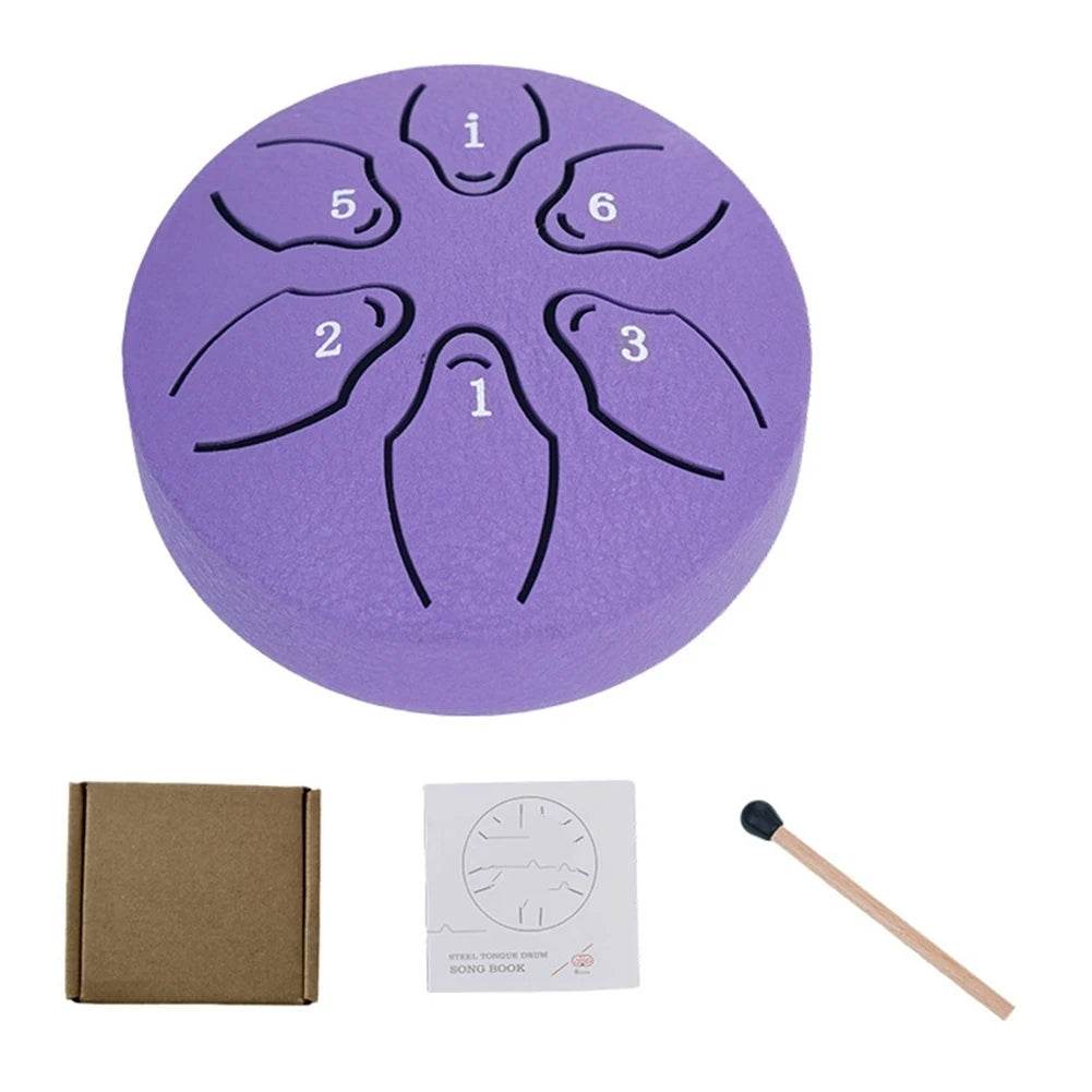 Steel Tongue Drum Portable Rain Drum Hand Pan Drum 3 Inch 6 Notes Percussion Musical Instrument for Yoga Meditation Toy - ToylandEU