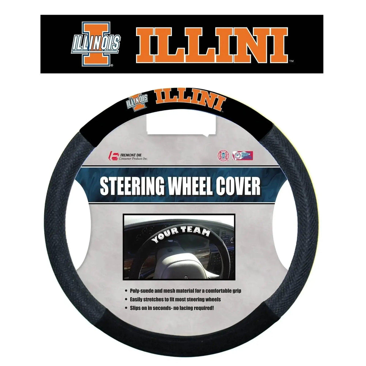  Illinois Fighting Illini Steering Wheel Cover Mesh Style -  ToylandEU™