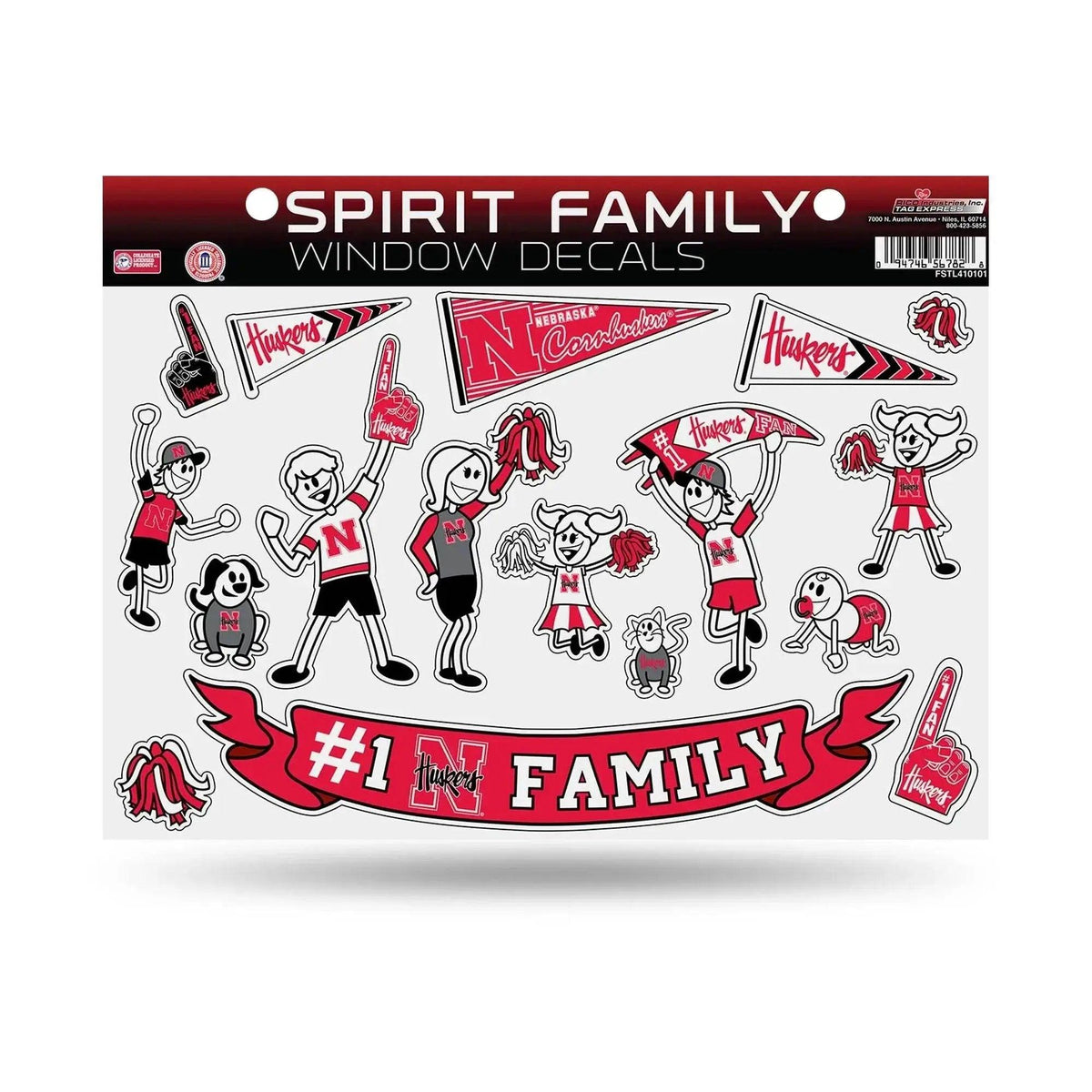  Nebraska Cornhuskers Family Sticker Sheet Script Logo CO -  ToylandEU™